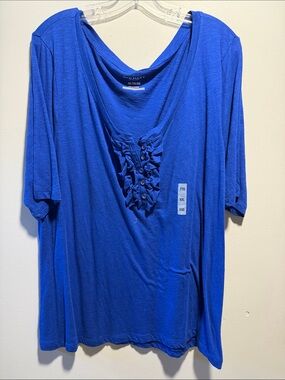 Old Navy Royal Blue Ruffle V-Neck Short Sleeve Tee